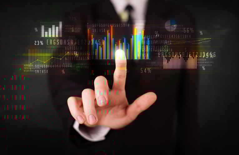 Business person touching colorful charts and diagrams-2