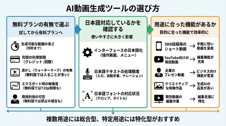 AI動画生成ツールの選び方