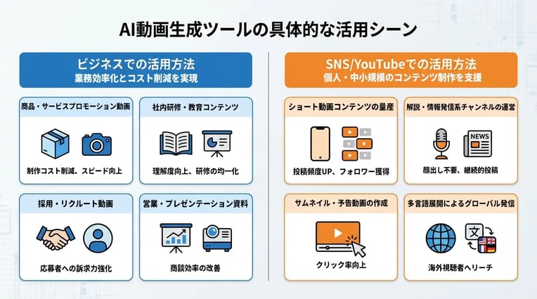 AI動画生成ツールの具体的な活用シーン