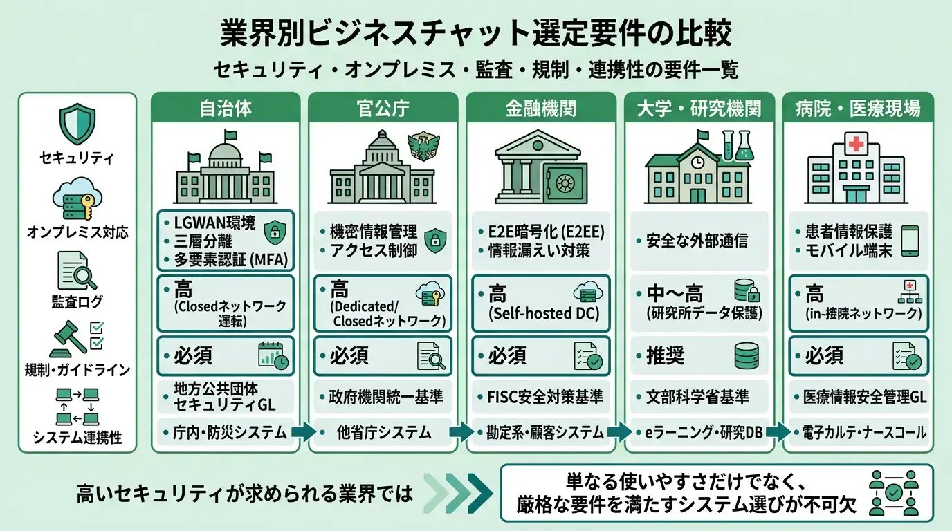 業界別要件の比較表(一覧)
