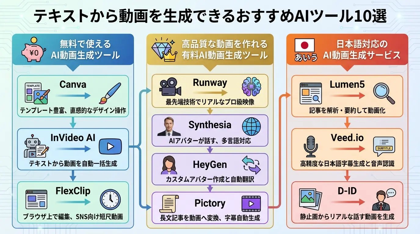 テキストから動画を生成できるおすすめAIツール10選