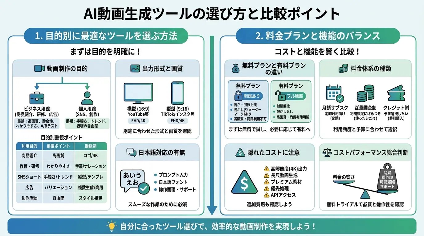 AI動画生成ツールの選び方とは?比較ポイントを解説