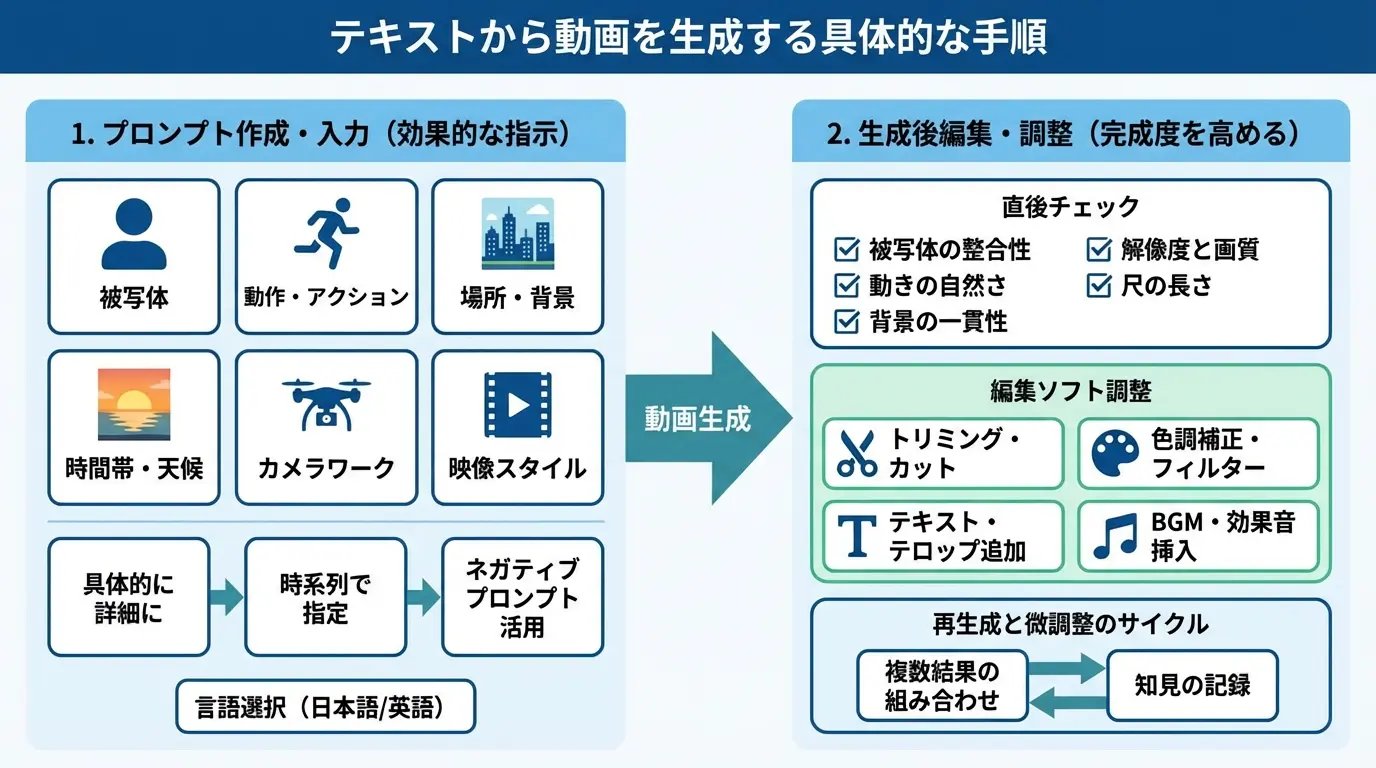 テキストから動画を生成する具体的な手順