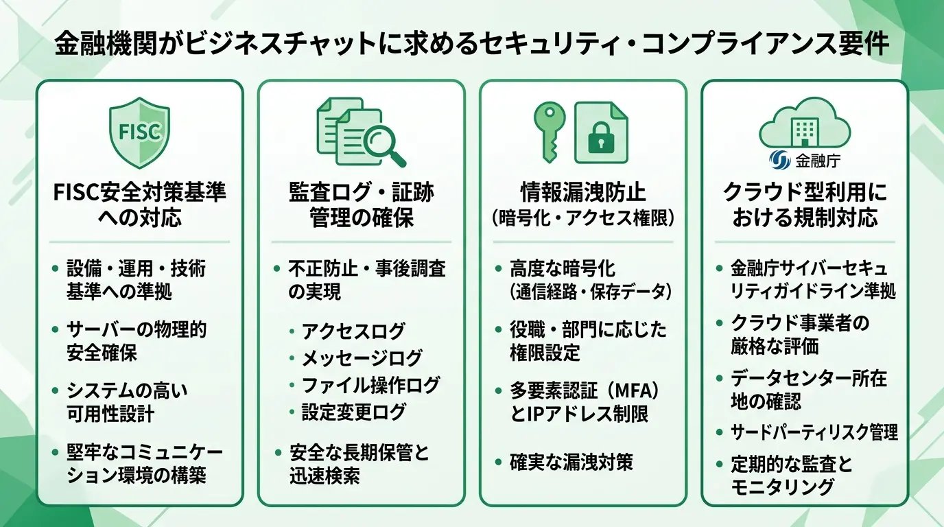 金融機関がビジネスチャットに求めるセキュリティ・コンプライアンス要件
