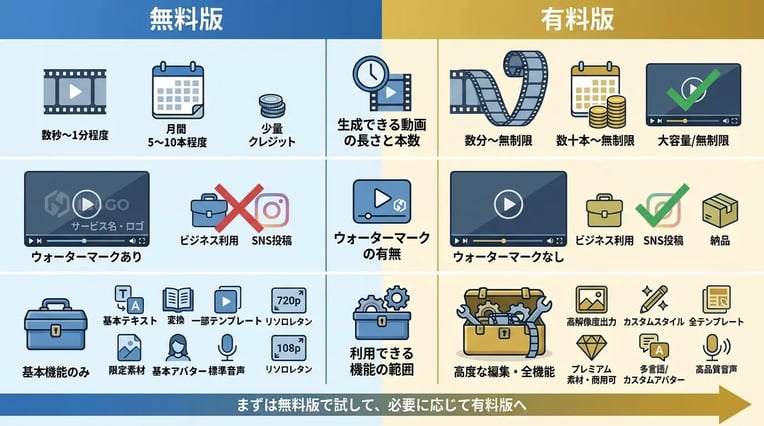 無料版と有料版の違いは？比較ポイントを解説