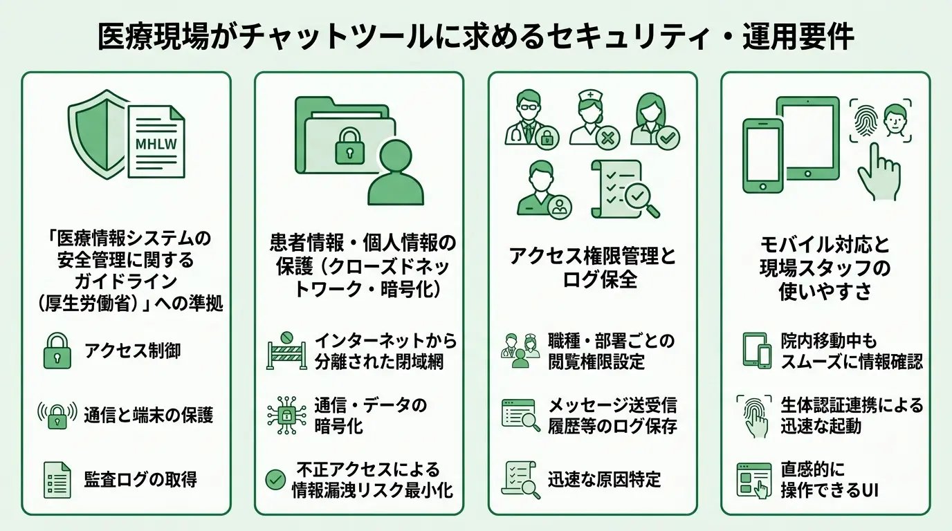 医療現場がチャットツールに求めるセキュリティ・運用要件