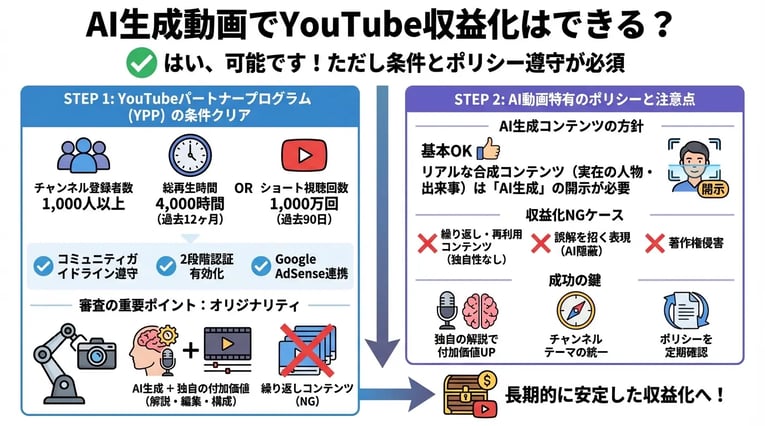 AI生成動画でYouTube収益化はできる？