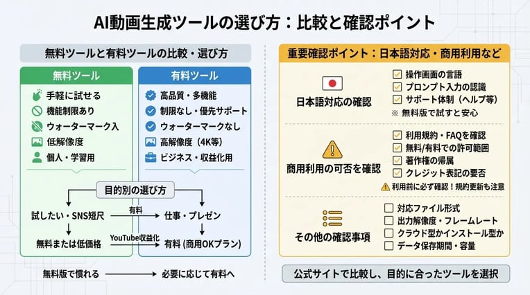 AI動画生成ツールの選び方