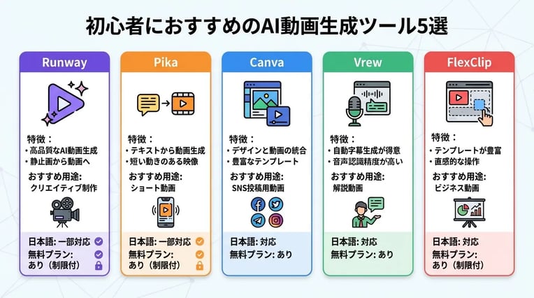 初心者におすすめのAI動画生成ツール5選