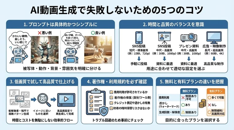 AI動画生成で失敗しないための5つのコツ
