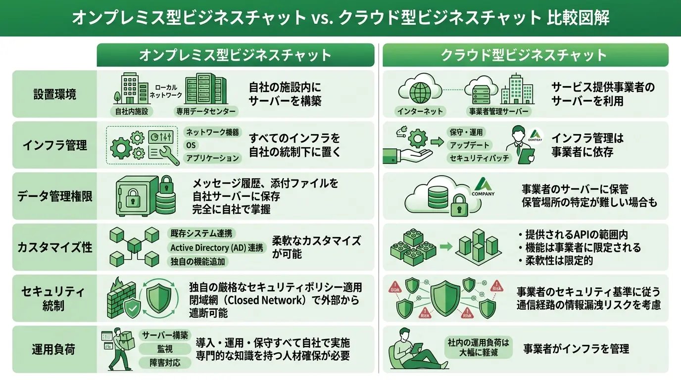 オンプレミス型ビジネスチャットとは？クラウド型と何が違うのか？