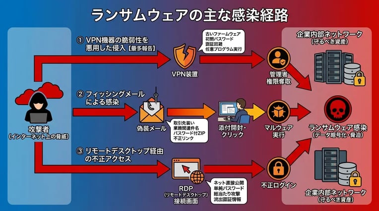 ランサムウェアの主な感染経路