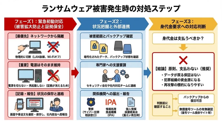 ランサムウェア被害に遭った場合の対処法