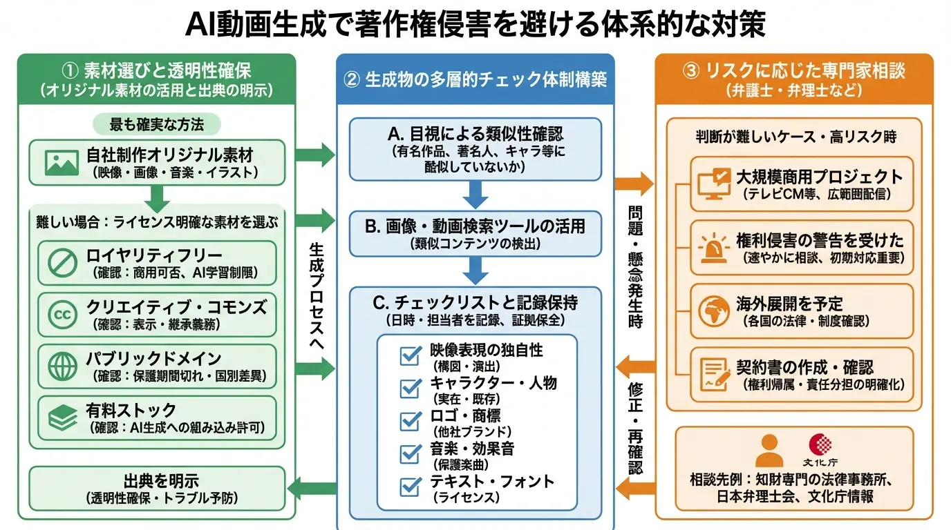 AI動画生成で著作権侵害を避けるには